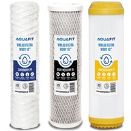 KOMPLET WKŁADÓW AQUAFIT FILTRÓW WODY 10" CALI SZNUREK WĘGIEL ZMIĘKCZAJĄCY