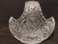 Polski kryształ bardzo ładny koszyk kryształowy koszyczek z rączką PRL