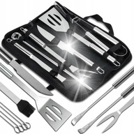 AKCESORIA DO GRILLA ZESTAW SZCZYPCE PRZYBORY ZE STALI NIERDZEWNEJ ETUI 9W1