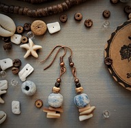 SURF niebieska lawa hematyt masa perłowa drewno kokosowe BlackberriesArts