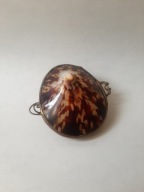 Puzderko sekretnik wisiorek muszla morska mosiądzu + torebka Lata 60-70