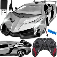 SAMOCHÓD ZDALNIE STEROWANY NA PILOTA AUTO SPORTOWY ŚWIATŁA SZARY prezent