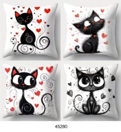 Poszewki na poduszki 4szt 45x45cm koty kotki serduszka 45280