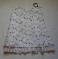 MARIE MERO SPÓDNICA HAFTY KWIATY 100% LEN XXL 44