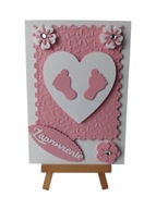 ZAPROSZENIA CHRZEST STOPKI W SERCU C6 RÓŻ