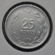 *TURCJA [0362]*25 Kurus (25 kuruszy) 1974 Lira turecka Wieniec, legenda