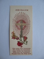 JEROZOLIMA PAMIĄTKA Z ZIEMI ŚWIĘTEJ stary ŚW. OBRAZEK-RELIKWIA