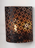 Lampa rustykalna 20 cm na baterie metalowa z timerem brazowy kwiat