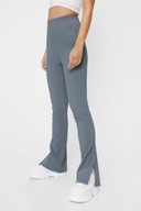 NASTY GAL spodnie DAMSKIE dzwony legginsy prążkowane W PRĄŻEK SZARE 38 M