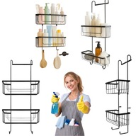 PÓŁKA ŁAZIENKOWA WISZĄCA POD PRYSZNIC LOFT CZARNA DO ŁAZIENKI METALOWA