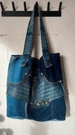 Unikatowa torba BagByIsabell typu shopper- upcykling jeansu