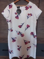 Sukienka Velu 48 50 na wesele elegancka kremowa prosta nowa