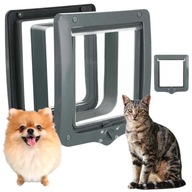 Drzwiczki Wahadłowe XXL dla Kota Z Tunelem Szare 24x28cm