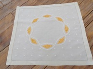 WIEKOWY LNIANY OBRUS SERWETA PRACA RĘCZNA HAFT MEREŻKA 57 x 63 nr.36