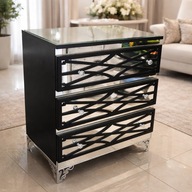 Komoda 70cm, Lustrzana, Nogi ażurowe Glamour czarna/biała