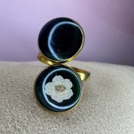 Ręcznie robiony pierścionek z prawdziwym kwiatem – żywica 12 mm