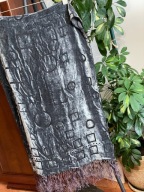 M Szalik ekskluzywny Casamia cekiny frędzle z jedwabiem ciemny popiel