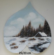 Pejzaż na prawdziwym ususzonym liściu