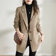 MODNY STYLOWY PŁASZCZ ZIMOWY DAMSKI JESIENNY ELEGANCKI DŁUGI WEŁNIANY