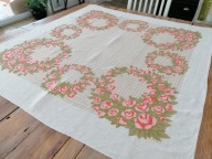 LNIANY NATURALNY OBRUS RÓŻANE WIANKI 123 x 133