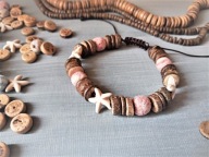 SURF Bransoletka różowa lawa kremowy howlit rozgwiazdy BlackberriesArts