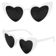 Okulary w Kształcie SERCA Damskie Przeciwsłoneczne SERDUSZKA Kocie Białe