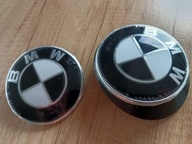 Emblemat BMW E71 E72 X6 - ZESTAW PRZÓD/TYŁ 82mm+82mm+adapter czar/bia