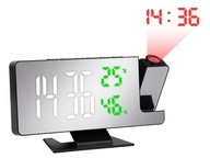 Zegar z Projektorem Laserowym Termometr Higrometr Lustro LED