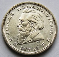 Litwa-5 Litai 1936r Jonas Basanavicius-Ag ,piękna