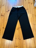 Amisu spodnie czarne szerokie nogawki z podwójnym pasem L