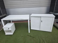 Biurko z kontenerkiem 120 /80 , białe, mocna metalowa rama