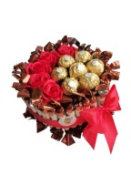 KOSZ SŁODYCZY PREZENT KONAFETTO FERRERO DZIEŃ BABCI DZIEŃ DZIADKA CZERWONY