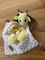 Baby Box dla noworodka baby shower żyrafka przytulanka handmade szydełko