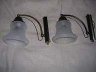 Kinkiety z mosiądzu 2 szt z kryształowymi kloszami