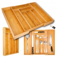 WKŁAD DO SZUFLADY NA SZTUĆCE REGULOWANY UNIWERSALNY ORGANIZER DREWNIANY