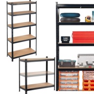 REGAŁ METALOWY MAGAZYNOWY GARAŻOWY DO PIWNICY KOMÓRKI 180x90x40cm CZARNY