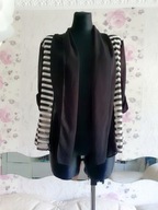 NARZUTKA sweter wiązany paski CZARNO-BIAŁE PASKAMI wygodna bluzka