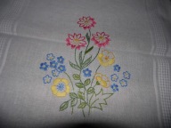 Bieżnik kolorowy haft , kwiaty - 38 cm x 96 cm