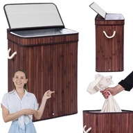 KOSZ NA PRANIE GOCKOWIAK BAMBUSOWY BEŻOWY BRĄZOWY 80L Z POKRYWĄ