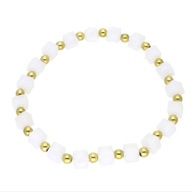 62497 Bransoletka złota stal chirurgiczna koraliki kostki 6 mm
