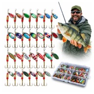 Zestaw Błystek Obrotowych 35 szt Przynęty Blachy Spinning Szczupak Okoń