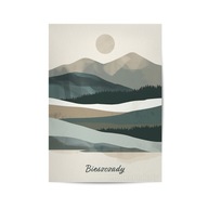 PLAKAT GÓRY BIESZCZADY, ABSTRAKCYJNY, GRAFIKA DO SALONU, SYPIALNI, 40x60cm.