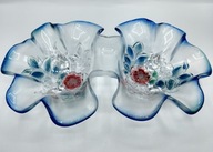 Półmisek ze szkła podwójny KWIAT cudny DUŻY 30 cm