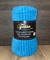 Koc Tłoczony Prążek Niebieski 200x220cm