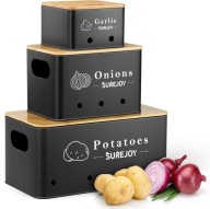 Pojemnik na ziemniaki cebulę czosnek zestaw owoce warzywa 3szt. kwadratowe