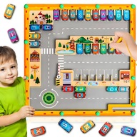 MAGNETYCZNY ALFABET LABIRYNT MONTESSORI DREWNIANA GRA XL PARKING