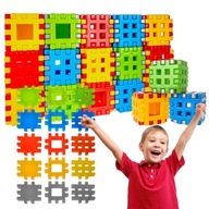 KLOCKI WAFLE KONSTRUKCYJNE 90 ELEMENTÓW PLASTIKOWE KOSTKA DLA DZIECI