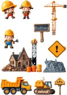 WYDRUK CUKROWY MASA Opłatek na tort BUDOWA KOPARKA BETONIARKA DZWIG