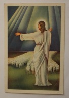 Wesołego Alleluja - JEZUS - PAN BÓG z barankami, 1959 rok, ŁADNA, CIEKAWA