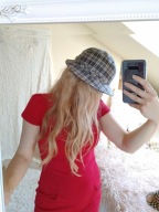 Dannimac kapelusz fedora czapka kratka wełna 60cm